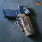 Preview: Detailansicht: GM ALPHA OWB Kydex Holster für Glock 19 im T-Rex Design. Perfekte Passform für Aimpoint ACRO und andere Rotpunktvisiere.