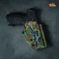 Preview: Robustes GM ALPHA OWB Kydex Holster HK SFP9 in Woodland – Detailansicht der robusten Verarbeitung.