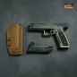 Preview: Präzisionsgefertigtes Kydex Holster für Laugo Arms Alien – Detailansicht in Coyote. Maximale Stabilität für High-End Sportwaffen.