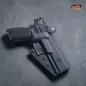 Preview: Passgenaues GM Alpha OWB Kydex Holster für die Springfield Armory Echelon (4" & 4,5"). Schwarz, Optics Ready für Rotpunktvisiere, abgebildet mit montierterter Vortex Defender Optik.