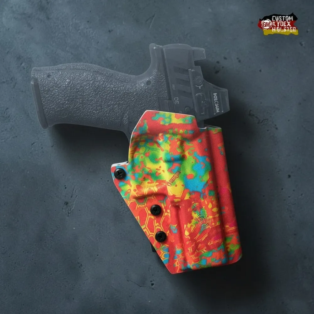 Passform-Ansicht: GM ALPHA OWB Kydex Holster für Walther PDP in Kryptek Obskura Loki.
