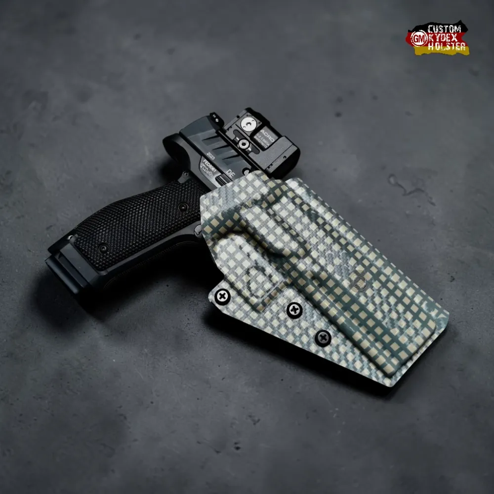 Preview: Detailansicht: Passgenaues Gear Maniacs Holster für Walther PDP SF 5 Zoll – perfekter Sitz auch mit Aimpoint ACRO.