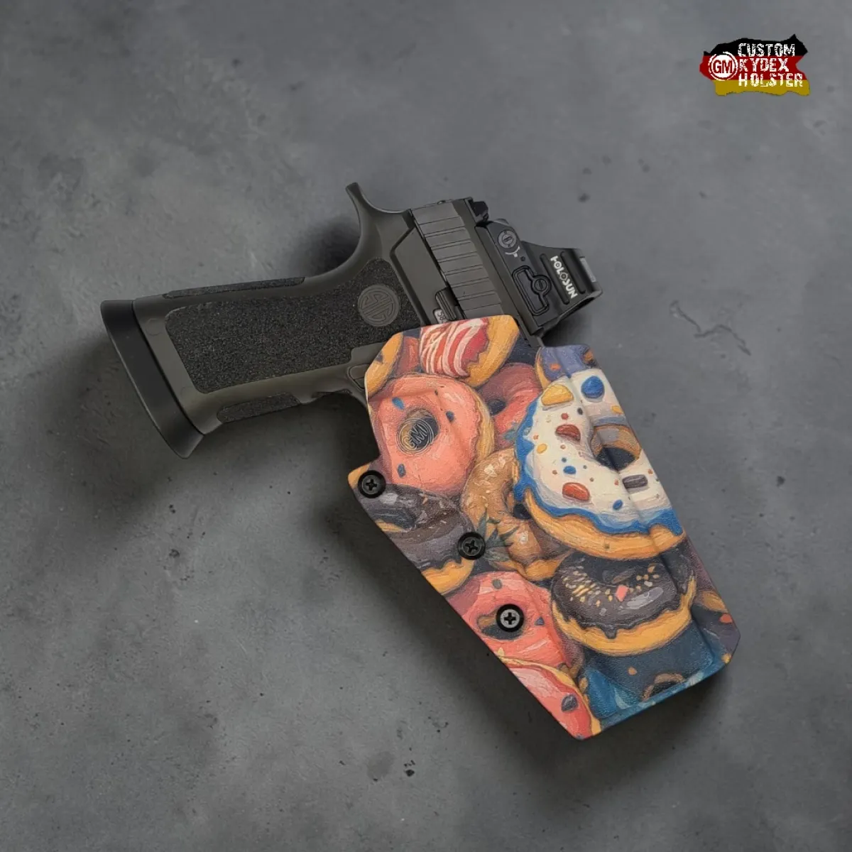 GM ALPHA OWB Kydex Holster im Donut Operator Design für Sig Sauer P320 X5. Optic Ready & perfekt abgestimmt auf Holosun und andere Rotpunktvisiere.