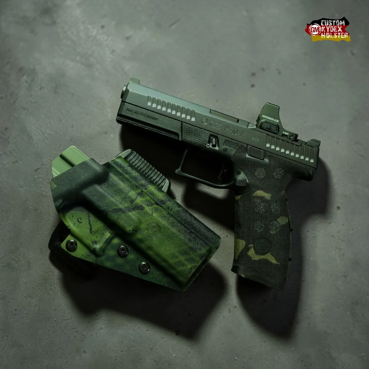 GM ALPHA OWB Kydex Holster für CZ P-10 F und CZ P-10 C im Operator Boonies Design – Taktisches Holster, optics ready für CZ P10 Modelle mit Red Dot.