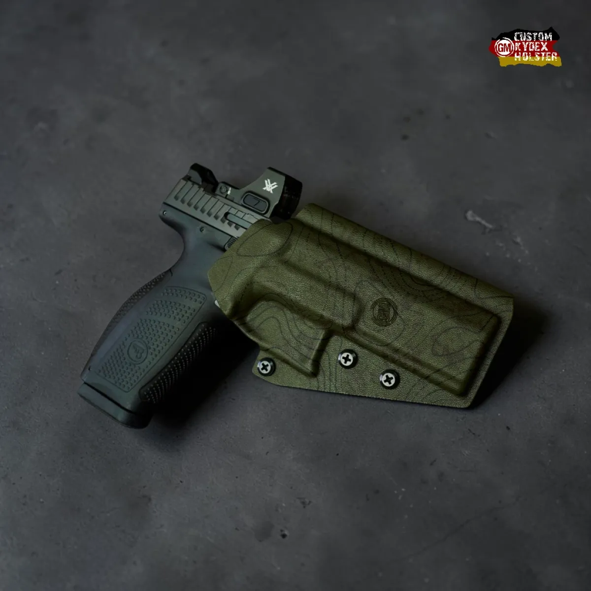 GM ALPHA OWB Kydex Holster für CZ P-10 F und CZ P-10 C im Recon Monsoon Design – Modernes taktisches Holster, optics ready für die CZ P10 Serie.