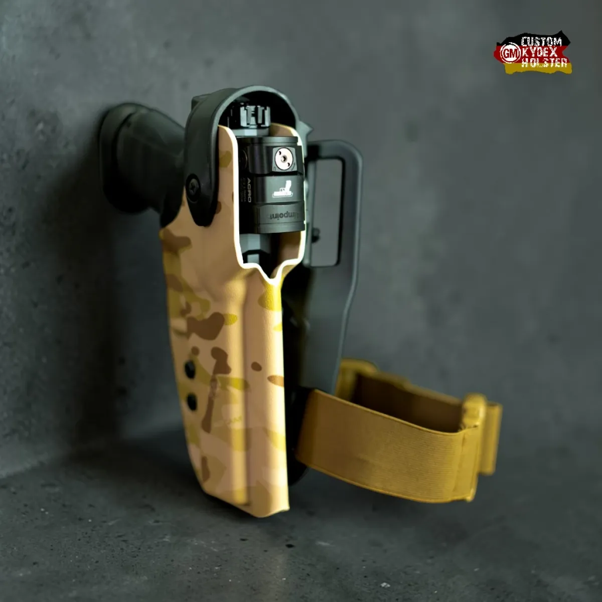 Draufsicht auf das GM DUTY OWB Holster für Walther PDP – Optimiert für Aimpoint ACRO und andere Red Dot Visierungen.